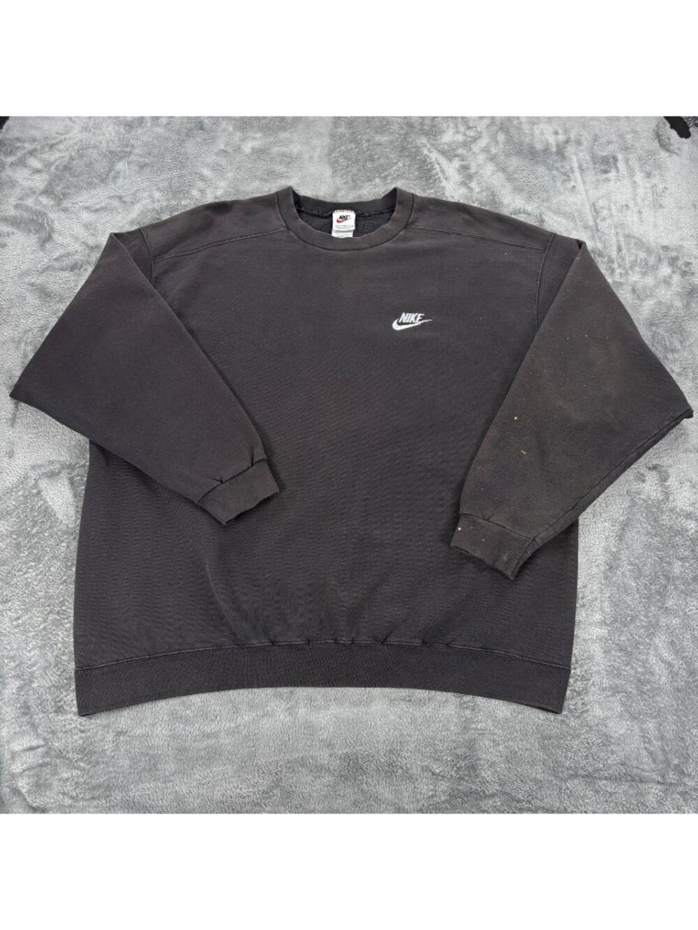 Vintage 90s Nike Black Crewneck Sweatshirt Men XL Bleached Made in USA Swoosh
